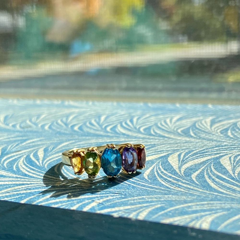 Multicolor Gemstone Gold Ring - Picture 5 of 12